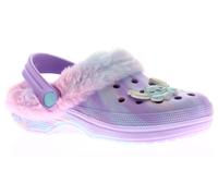 Disney Stitch Girls Sandals Clogs with Fur Fleece Lining - Pastel Lilac Slip On Sliders Shoes for Kids (Purple UK 1-EU33)