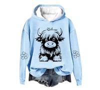 Stitch Sweatshirt for Girls Long Sleeve Hooded Girl Christmas Jumpers Highland Cow Print Girls Christmas Pullover Basic Casual Loose Girl Tops 9-10 Years Clothing Set