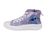 Stitch Trainers - Holographic Pink - UK Size 12.5 JNR - Laced Boot-Style Trainers with PVC Sole - Stitch Printed Design - Original Product Designed in Spain