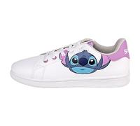 Stitch Trainers - White, Pink and Blue - UK Size 4.5 - Laced Polyester Trainers with PVC Sole - Original Product Designed in Spain