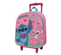 Stitch Trolley Bag Childrens Wheeled Travel Bag Kids Girls Character Luggage Carrier Suitcase Cabin Backpack with Adjustable Handle Lilo