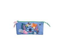 Stitch Tropical Triple School Pencil Case - Zipper Closure - Fully Lined and Custom Interior - Pencil Case with 3 Compartments - 11.5 X 23.5 X 3CM