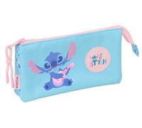 STITCH WAVES - Triple Pencil Case, Children's Pencil Case, Ideal for School Age Children, Comfortable and Versatile, Quality and Resistance, 22 x 3 x 12 cm