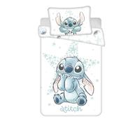 Stitch White Star Baby Duvet Cover 100x135 + Pillowcase 40x60 Cotton Disney | Reversible baby bedding | Natural cotton soft breathable | Official Disney | Age 0-3 | Cot size | Gift idea