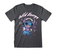 Official Lilo & Stitch Wild Energy Unisex Light Graphite T-Shirt, Large