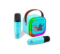 Stitch Wireless Light Speaker with Microphone, Stereo Sound, Karaoke Function, USB/SD Card Ports, Rechargeable Battery, Portable Handle, Blue, For Kids Play Outdoor Fun