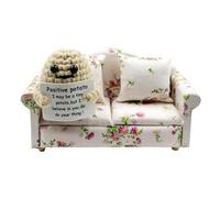 Stitch-Witch Hilarious Gifts, Novelty Crochet Couch Potato, White Elephant Gifts for Men Women (White Potato on Floral Loveseat)