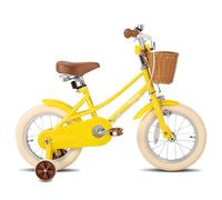 STITCH16 inch Kids Bike for 4-7 Years Girls, 16 inch Girls Bike with Stabilisers & Basket, Kids' Bicycle,Yellow