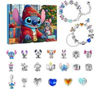 (Stitch2) Lilo Stitch Christmas Advent Calendar Bracelets 24 Days Xmas Countdown Calendars DIY Jewelry Making Bangles Gift