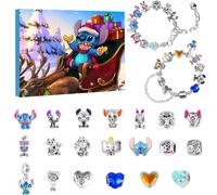 (Stitch3) Lilo Stitch Christmas Advent Calendar Bracelets 24 Days Xmas Countdown Calendars DIY Jewelry Making Bangles Gift