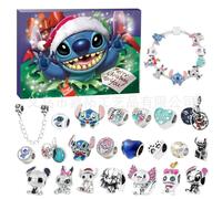 (Stitch4) Lilo Stitch Christmas Advent Calendar Bracelets 24 Days Xmas Countdown Calendars DIY Jewelry Making Bangles Gift