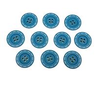 Stitched Edge Effect Four Hole Buttons 17mm Pack of 10 (Aqua Blue)