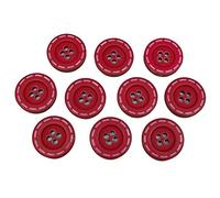 Stitched Edge Effect Four Hole Buttons 17mm Pack of 10 (Red)