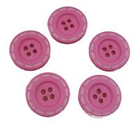 Stitched Edge Effect Four Hole Buttons 17mm Pack of 5 (Pink)