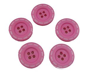 Stitched Edge Effect Four Hole Buttons 17mm Pack of 5 (Pink)