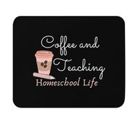 Stitched Edges Mouse Pad, Coffee and Teaching Homeschooling Funny Principals Appreciation Mousepads Premium Desk Mats 25X30cm for Gamer Work Office