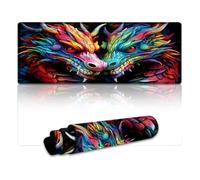 Stitched Edges Mouse Pad Psychedelic Art Dragon Computer Keyboard Mouse Mat 30x80cm Keyboard Pad for Computer And Laptop Home Office Gaming