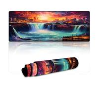 Stitched Edges Mouse Pad Psychedelic Niagara Falls at Night Washable Mouse Mat 30x80cm Keyboard Desk Mat for Laptop PC Cute Office Supplies Desk Decro Accessories