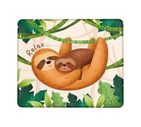 Stitched Edges Mouse Pad, Sloth Tropical Pla Vine Sleep Animal Mousepads Soft Keyboard Pad 25X30cm for Gamer Home Work