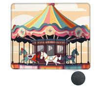 Stitched Edges Office Mousepad Carousel 25X30Cm, Mouse Pad Multifunctional Desk Mats For Game Work Home