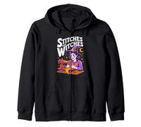 Stitches Get Itches While Witches Sewing Zip Hoodie