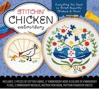 Stitchin' Chicken Embroidery Kit : Includes Cotton Fabric, 6” Embroidery Hoop, Embroidery Floss, 2 Embroidery Needles, Instruction Book, Pattern Transfer Sheets