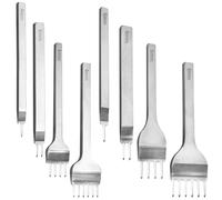 Stitching Groovers, Leather Pricking Iron Set of Eight Pieces, Chisel Punch Tools, Sturdy Steel Build (4.3 Length), 1/2/4/6 Prong for DIY Projects & Leather Craft, Wallet Making