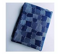 Stitching Pattern Denim Fabric Sewing Project Materials Antibacterial, Disinfection Processing Sold by Half a Meter(50x170cm)(Color:Blue)