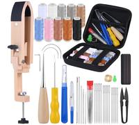 Stitching Pony, Leather Stitching Pony-Table Lacing Desktop Pony with Leather Sewing Needles, Universal Rotating Pony, 42 PCS Heavy Duty Sewing Kit with Sewing Awl for DIY Leather Hand Stitching