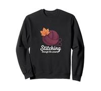 Stitching Through The Seasons Cozy Knitting Yarn Lover Sweatshirt
