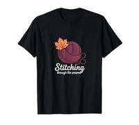 Stitching Through The Seasons Cozy Knitting Yarn Lover T-Shirt