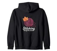 Stitching Through The Seasons Cozy Knitting Yarn Lover Zip Hoodie
