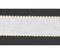 Stitchtastic 1 Inch/2.5cm Wide Aida Band (14 Count) - Gold Edging