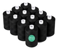 Stiverse 12 Pcs Black Sewing Thread, 1000 Yard Polyester Thread for Sewing Machine, All Purpose Sewing Thread, Black Thread for Sewing Machine/Hand Sewing/Hand Stitching & Quilting