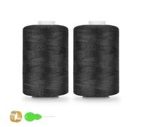 Stiverse 2 Pcs Black Sewing Thread, 1000 Yard Polyester Thread for Sewing, All Purpose Black Sewing Thread, Thread for Sewing Machine/Hand Sewing/Hand Quilting