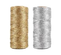 StiVerse 200M/656 Feet Twine String, 2 Pcs Gold and Silver Metallic String for Decorative, Sparkle Christmas Twine for Gift Wrapping, Tags, DIY Crafts, Hanging photo&Christmas Ball(1.5mm)