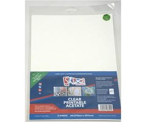 Stix2 Clear Printable Acetate Sheets (Inkjet Printer) 100 Micron (A4) S57183 (5 in The Pack)