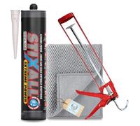Stixall Extreme Power Sealant And Adhesive Crystal Clear 290ml, Pro Dec Skeleton Caulking Gun, Microfibre Cloth - Crystal Clear Silicone Sealer, Bathroom Sealant, Waterproof Outdoor Adhesive