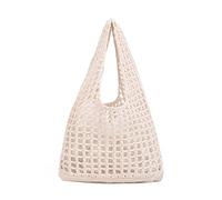 Stizimn Crochet Mesh Beach Tote Bag Shoulder Bag Handbags Knitting Hollow Summer Bag Hobo Bag Aesthetic for Women, White, L