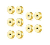 STJARNA 10Pcs Screw on Earring Backs Stainless Steel Round Flat Backs for 20G(0.8mm) Post Gold ES03GR