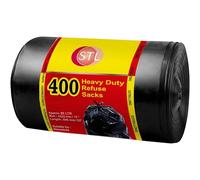 STL 400 Large Black Bin Bags Heavy Duty for Household Garbage Capacity 85L-Strong Black Refuse Sacks-Bin Liners for Everyday use, Office, Kitchen, Restaurant-Rubbish Garbage Bags (8 pack)