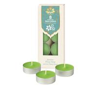 STL Breezy Scented Tea Lights - 8 Pack Strong Fragrance Tea Light Candles, Long Lasting Candle Tealights for Home Decor, Wax Burners & Relaxation (Jasmine)
