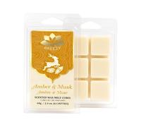 STL Breezy Wax Melts - Amber and Musk Scented Wax Melts, 6 X Snap Bars, Soy Wax Warmer Cubes, Long Lasting Candle Melts for Wax Burners, Wax Melts Gift Set - 68 gram/2.4 oz (6 Cavities)