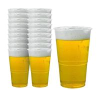 STL Clear Plastic Pint Cups Disposable Beer Glasses Tumblers, Sturdy & Crack-Resistant, Perfect Beer Cups for Parties, BBQs, Events & Festivals (50, Full Pint)