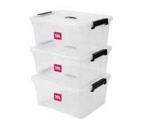 STL Clear Plastic Storage Boxes with Lids, Heavy-Duty Durable Stackable Plastic Storage Containers, Underbed Storage Boxes, Secure Clip-Lock Lid for Home, Office, Kitchen, Toys (3, 10ltr)