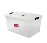 STL Clear Plastic Storage Boxes with Lids, Heavy-Duty Durable Stackable Plastic Storage Containers, Underbed Storage Boxes, Secure Clip-Lock Lid for Home, Office, Kitchen, Toys (1, 132ltr)