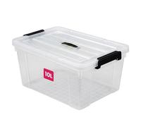 STL Clear Plastic Storage Boxes with Lids, Heavy-Duty Durable Stackable Plastic Storage Containers, Underbed Storage Boxes, Secure Clip-Lock Lid for Home, Office, Kitchen, Toys (1, 10ltr)