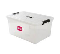 STL Clear Plastic Storage Boxes with Lids, Heavy-Duty Durable Stackable Plastic Storage Containers, Underbed Storage Boxes, Secure Clip-Lock Lid for Home, Office, Kitchen, Toys (1, 45ltr)
