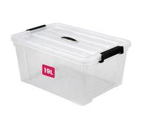 STL Clear Plastic Storage Boxes with Lids, Heavy-Duty Durable Stackable Plastic Storage Containers, Underbed Storage Boxes, Secure Clip-Lock Lid for Home, Office, Kitchen, Toys (1, 19ltr)