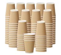 STL Coffee Cups Disposable Ripple Paper Cups for Tea, Hot Drinks, Triple Walled Insulated Disposable Cups, Takeaway Coffee Cups, Leakproof Paper Cups, Ideal for Cafe,Office, Events (100, 12oz)